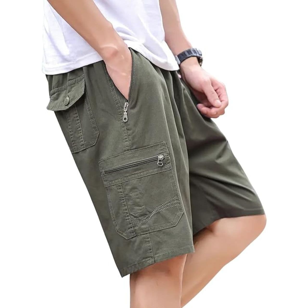 Solid Men Dark Green Regular Shorts